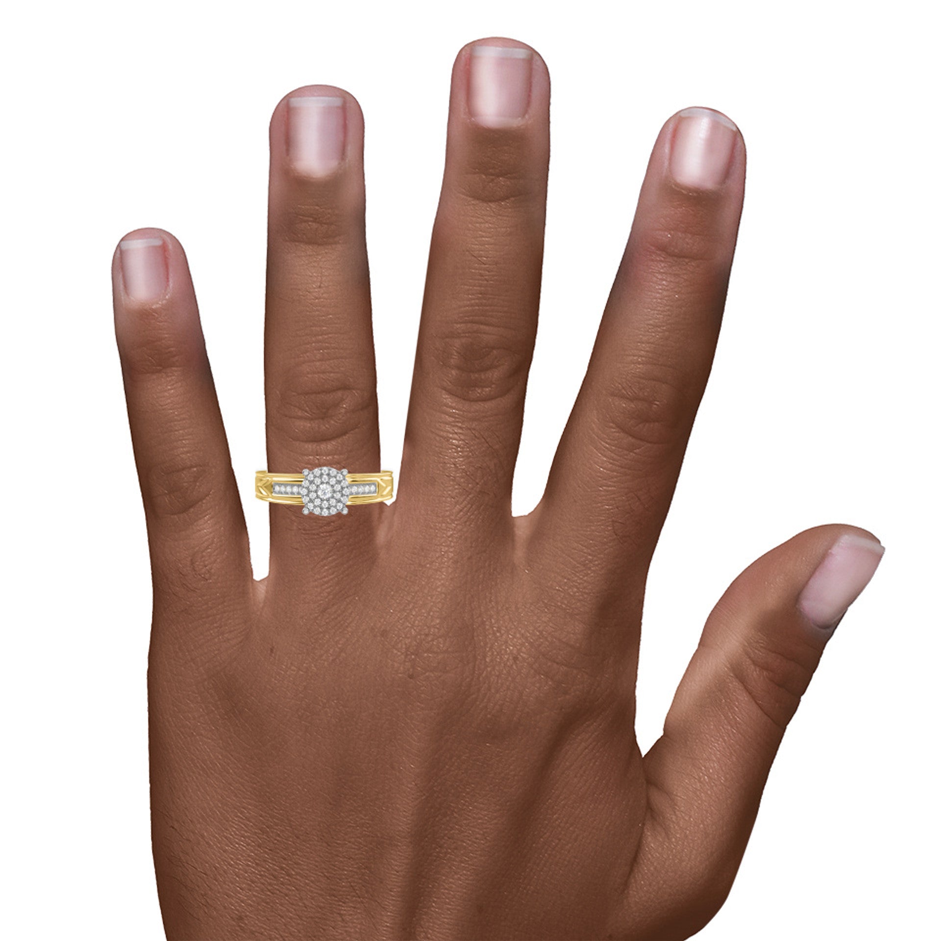 3.50Ct Round Cut Diamond Double Halo Engagement & Wedding Trio Ring Set